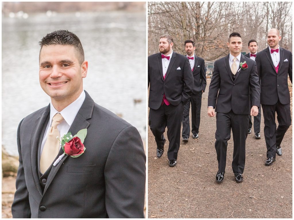 groom and groomsmen, winter wedding at Orchard Vali, Samantha Ludlow Photography, Syracuse wedding photographer