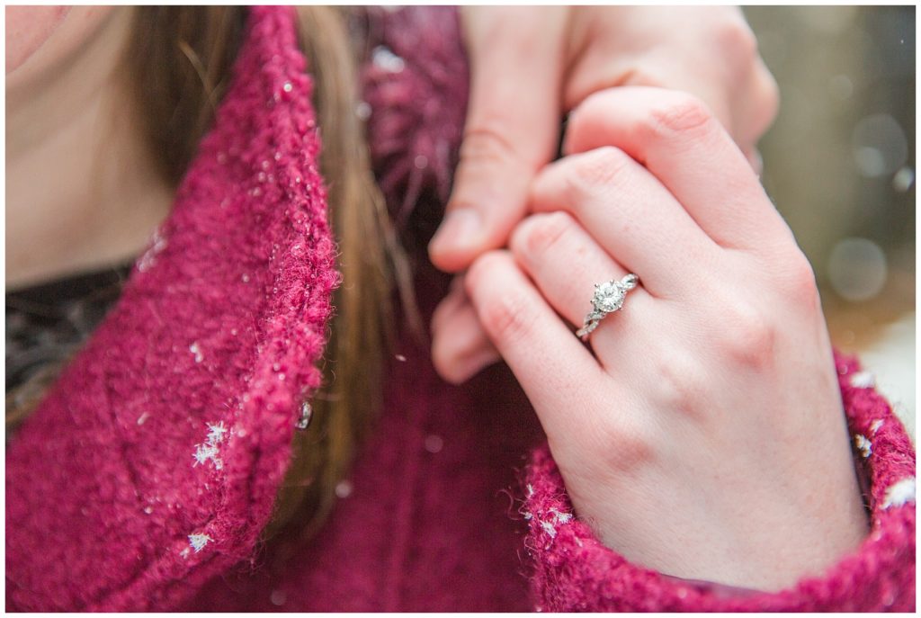 ring shot, winter engagement session at the Lamberton Conservatory, Samantha Ludlow Photography, Syracuse wedding photographer