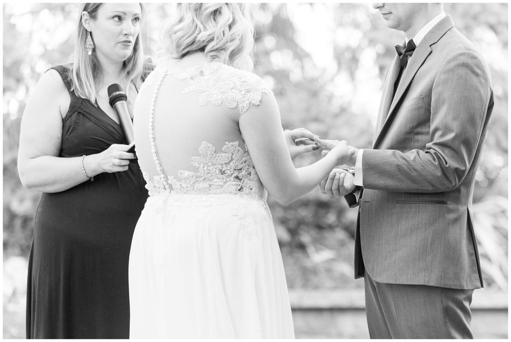 Exchanging rings, fall wedding at Ravenwood Golf Club, Samantha Ludlow Photography, Syracuse wedding photographer