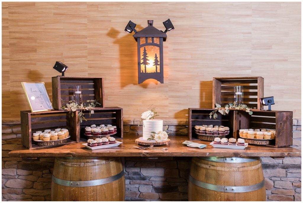 cake table, wedding at Tailwater Lodge, Samantha Ludlow Photography, Syracuse photographer