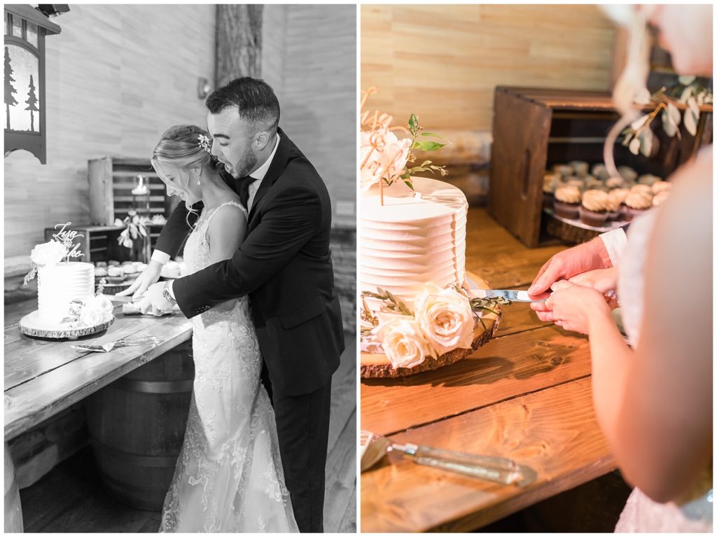 cake cutting, wedding at Tailwater Lodge, Samantha Ludlow Photography, Syracuse photographer